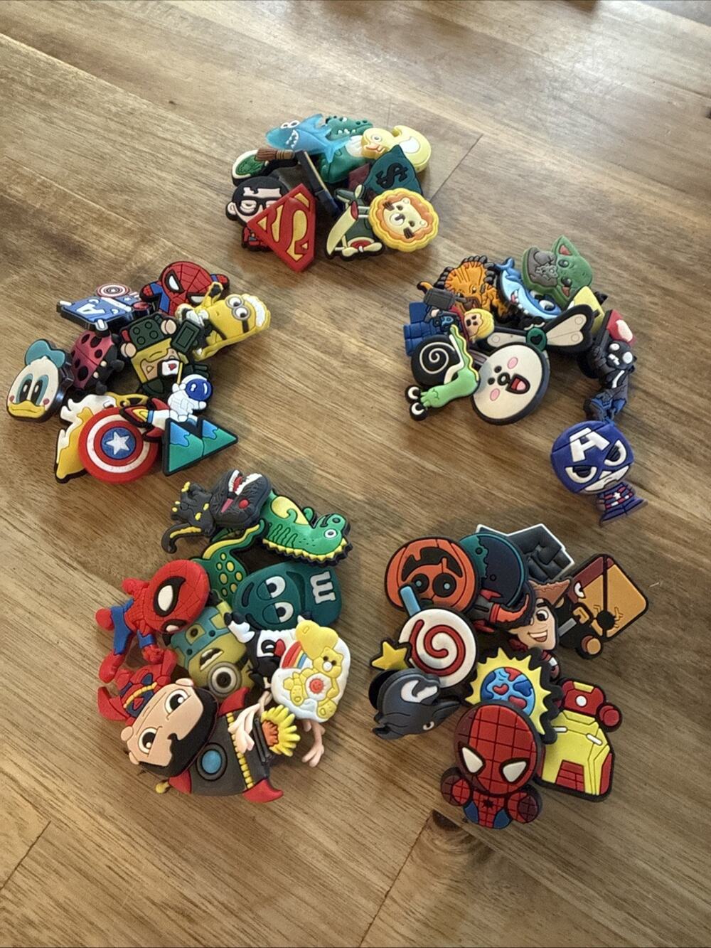 50pc Shoe Charms Lot Marvel Disney Spider Man Grogu Minions Mixed Characters